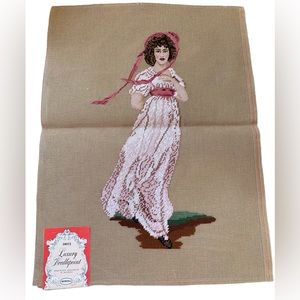 18x24” Lg Pinkie Girl PreWorked VTG NOS Dritz Petit Point Detail Needlepoint